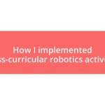 How I implemented cross-curricular robotics activities