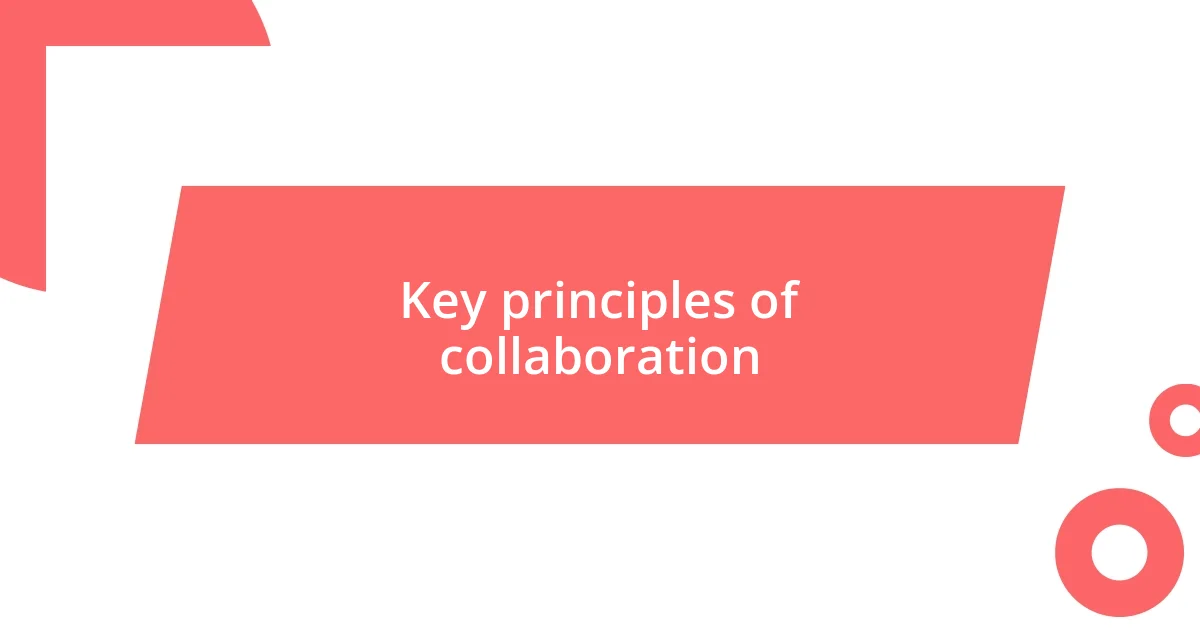 Key principles of collaboration